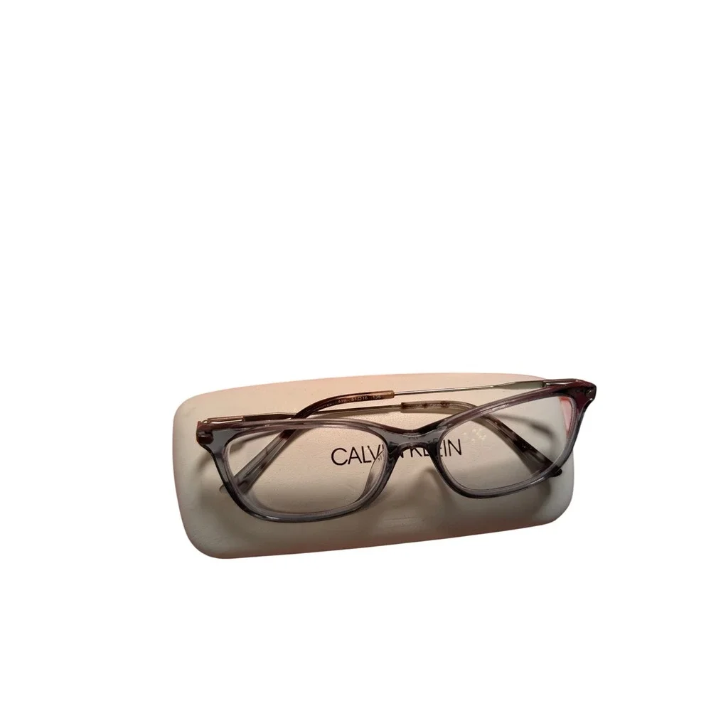 Calvin Klein Purple Tortoise Rectangular Eyeglasses Frames 419 51-16-135 Case‎